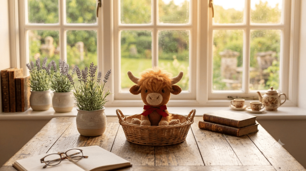 highland cow crochet pattern finished amigurumi plushie