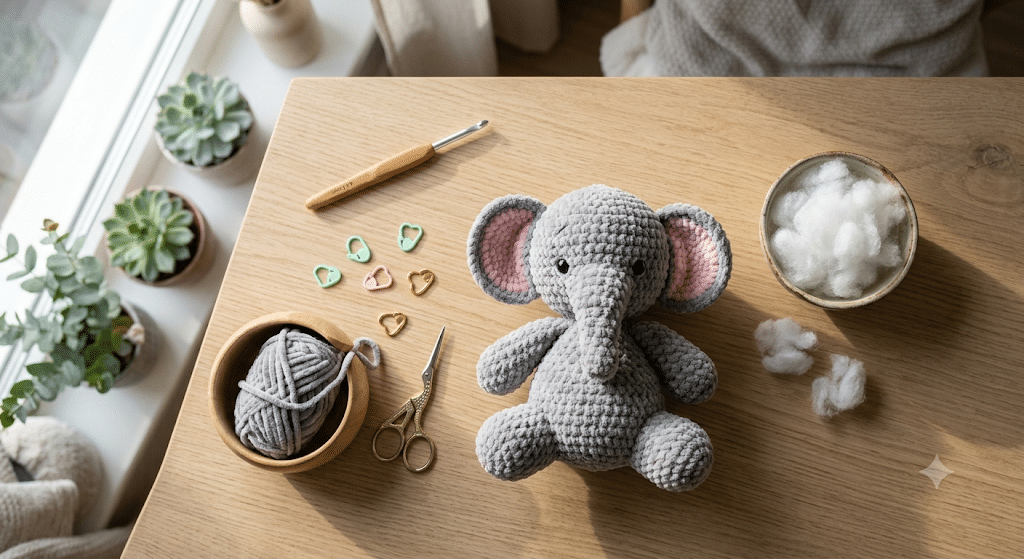easy crochet elephant pattern free beginner project