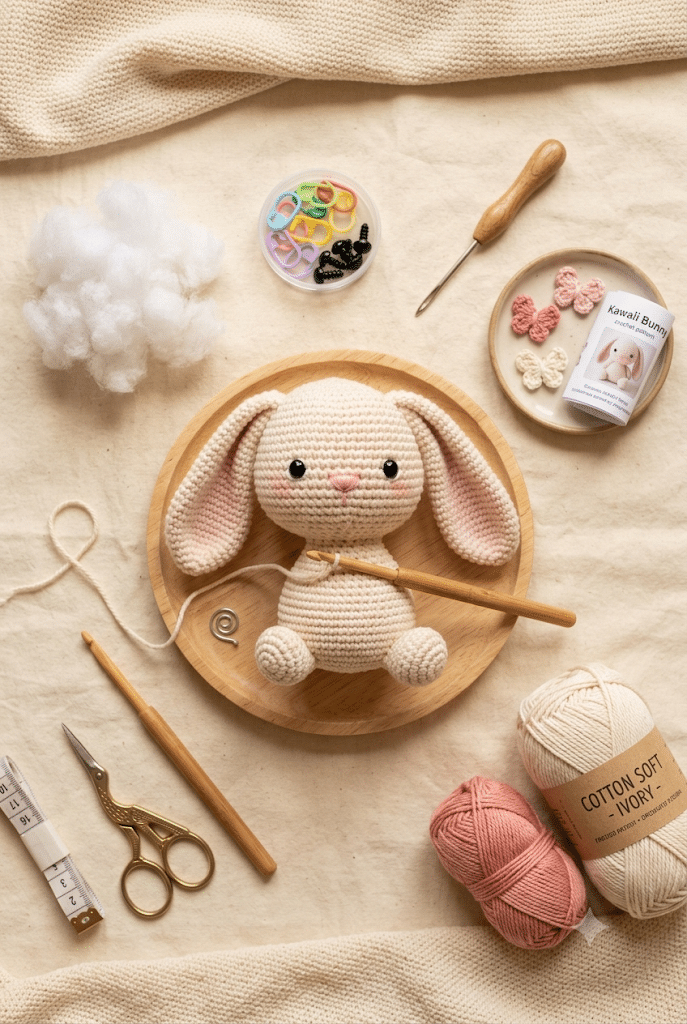 Crochet bunny pattern materials