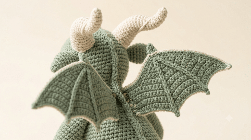 Crochet dragon wings and horns