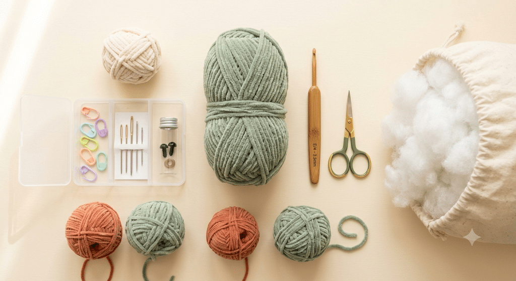 crochet dinosaur pattern supplies
