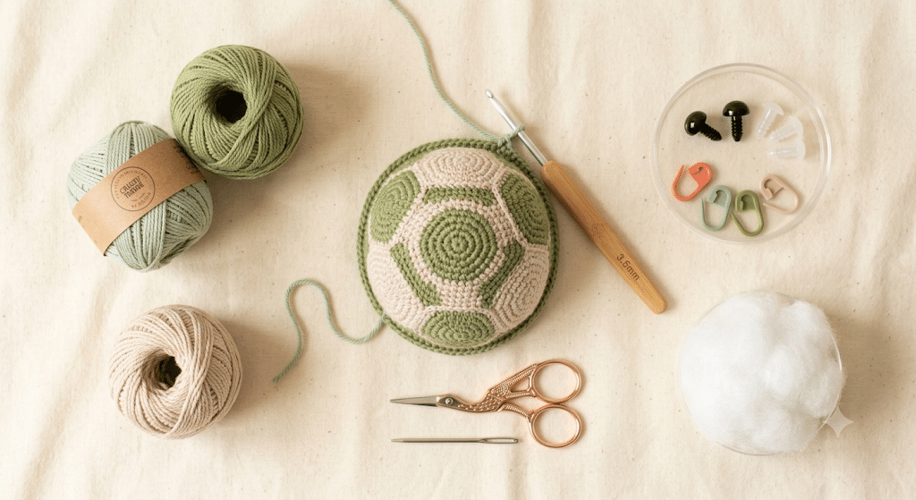 Crochet turtle amigurumi materials for beginners
