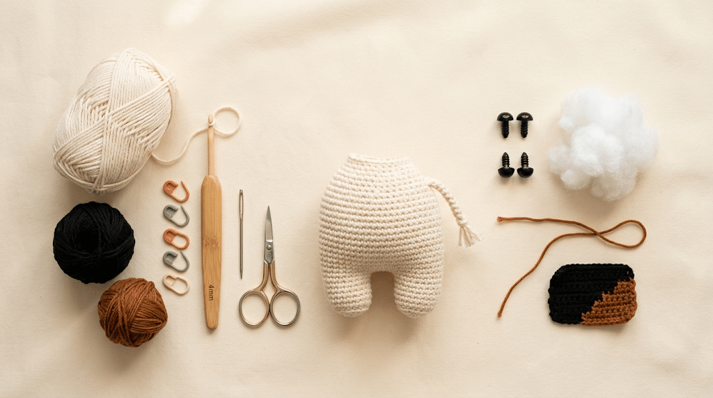crochet cow amigurumi materials and yarn