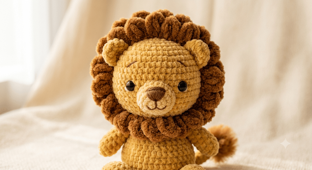 crochet lion fluffy mane close up