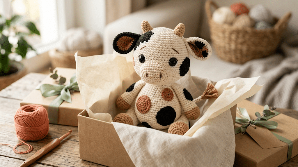 crochet cow handmade gift idea