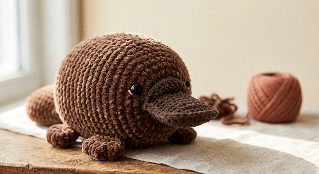 cute crochet platypus amigurumi close-up