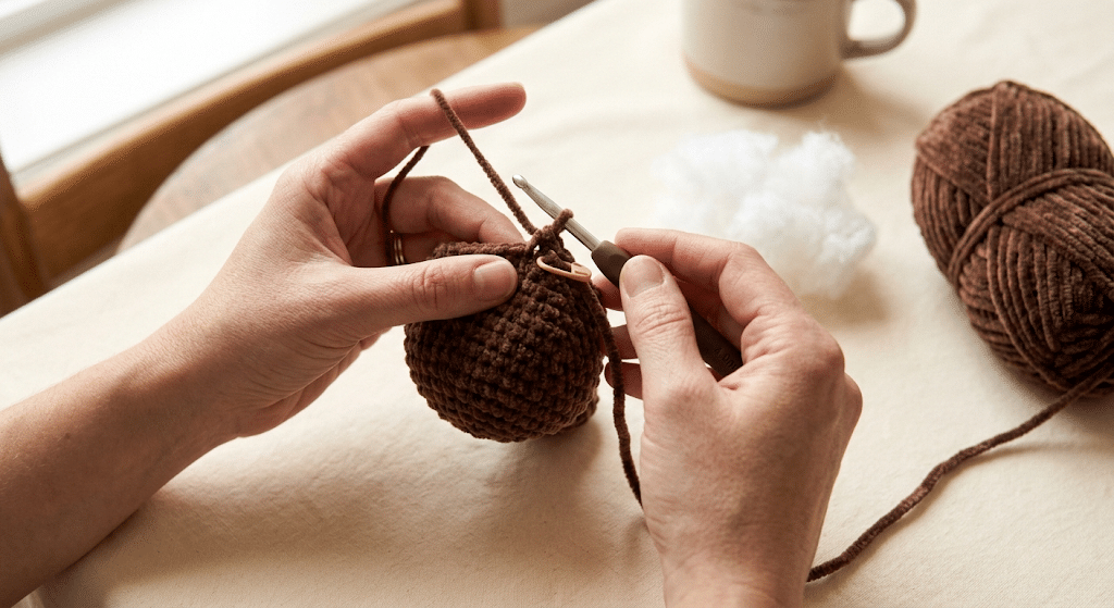 crocheting the body for a crochet platypus pattern