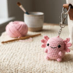crochet axolotl keychain mini bag charm