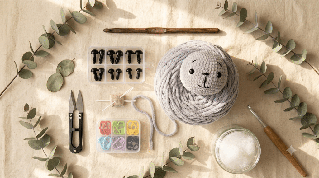 Crochet koala supplies