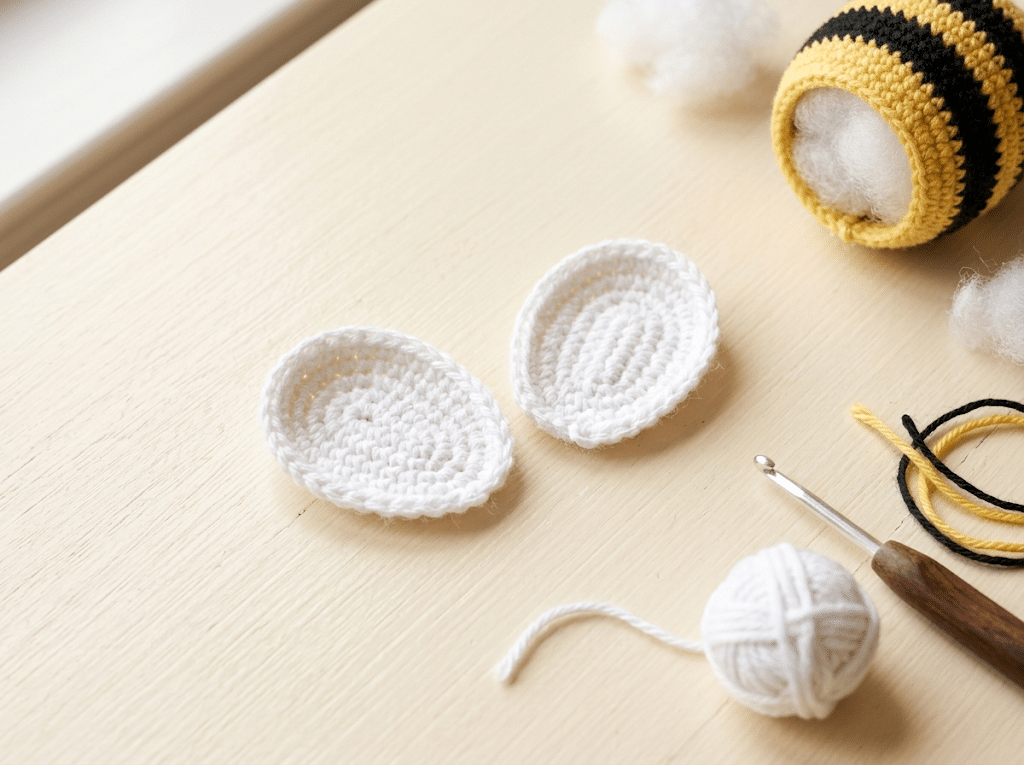 white crochet bee wings