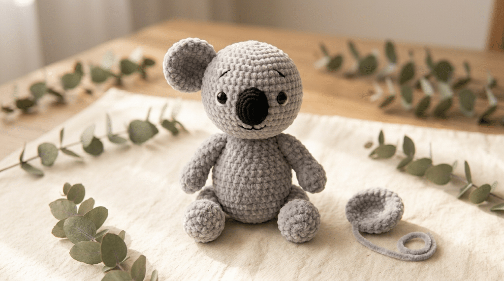 Assembling crochet koala