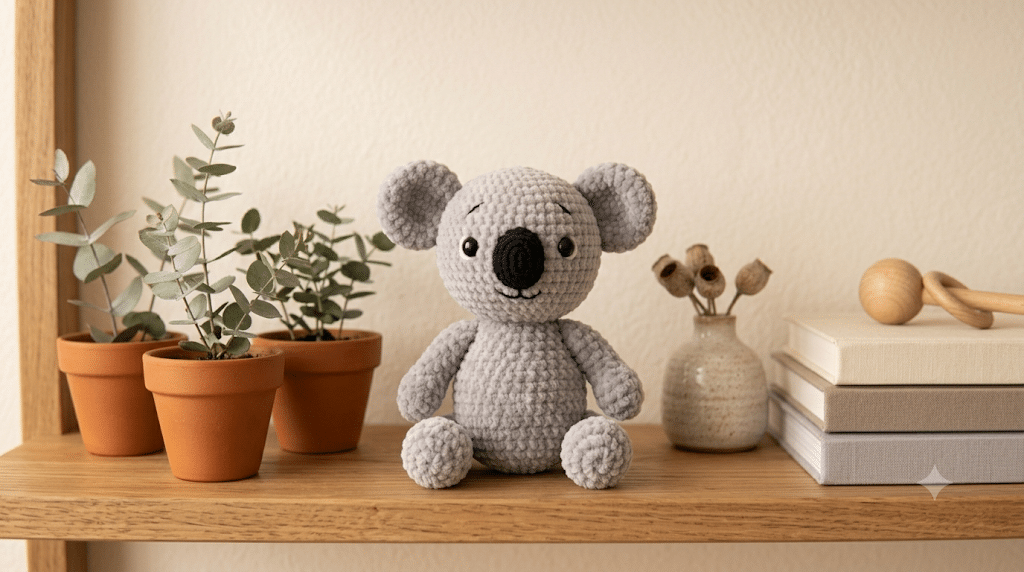 Finished crochet koala amigurumi