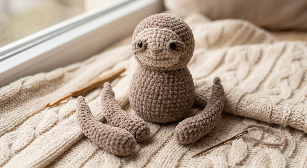 crochet sloth face and arms