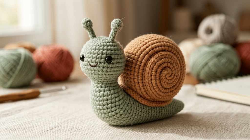 cute crochet snail amigurumi