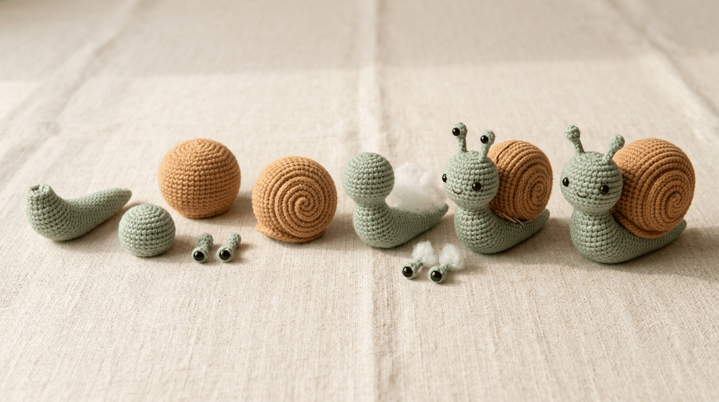 crochet snail amigurumi step by step