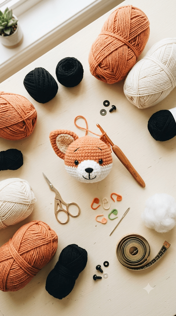 crochet fox pattern supplies