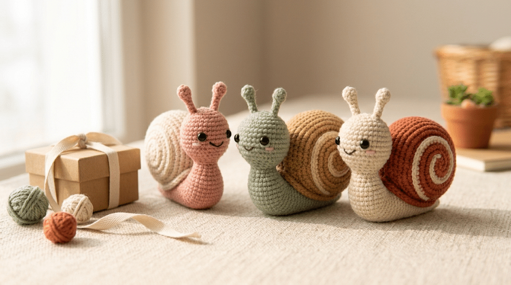 crochet snail handmade gift