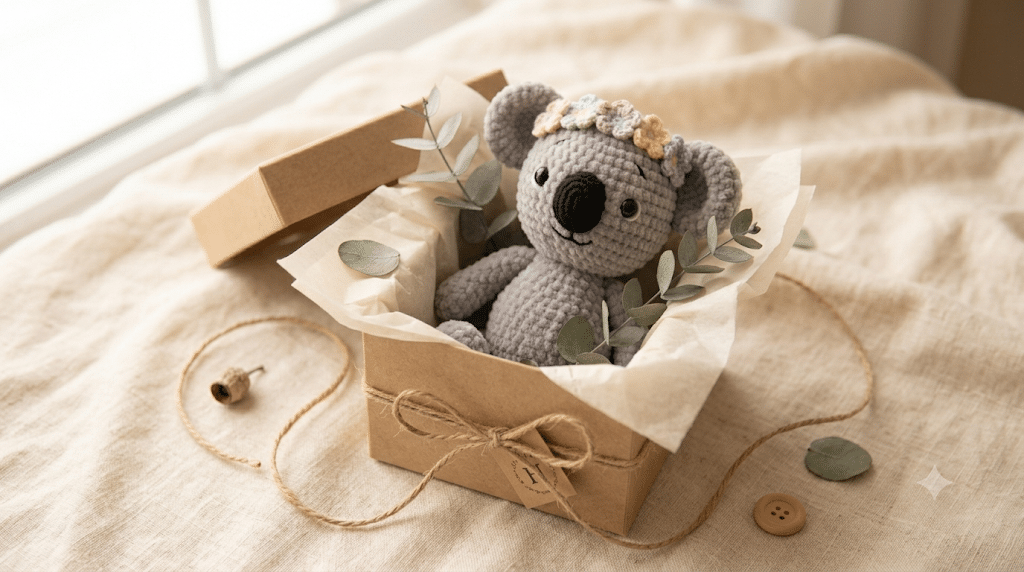 Handmade crochet koala gift