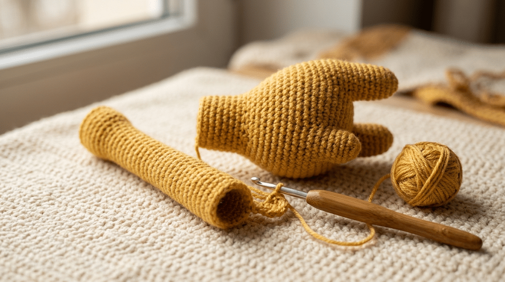 crochet giraffe body and neck in progress