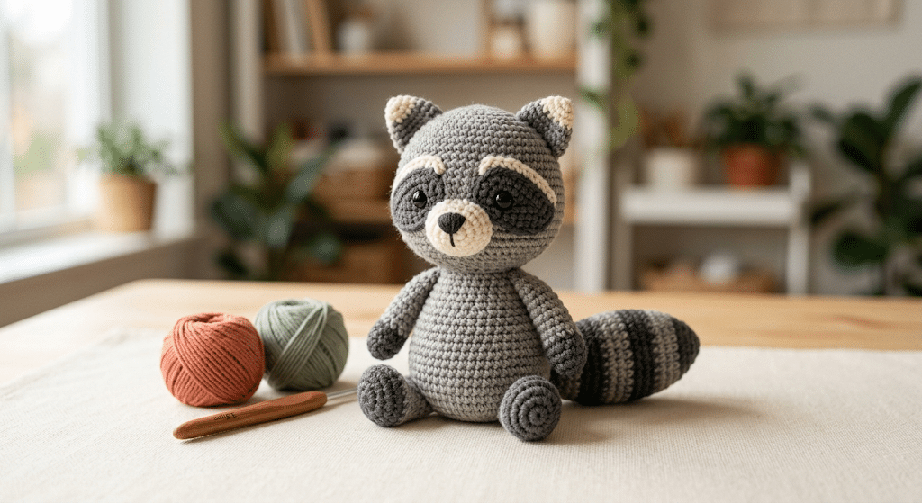 crochet raccoon pattern finished amigurumi