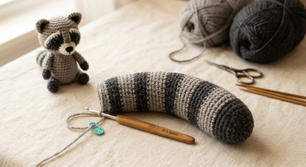 crochet raccoon striped tail tutorial