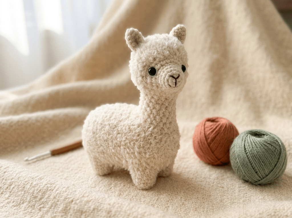 finished crochet alpaca plushie