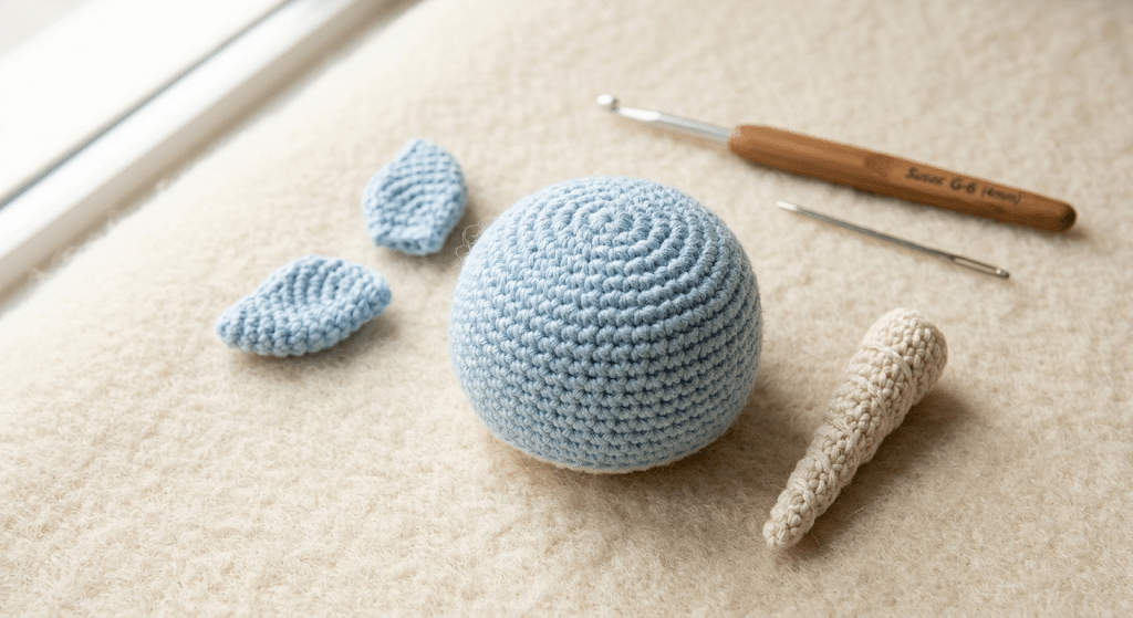 crochet narwhal flippers and horn