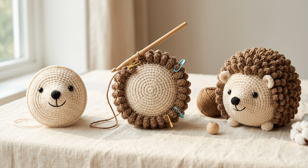 Crochet hedgehog pattern step by step progress