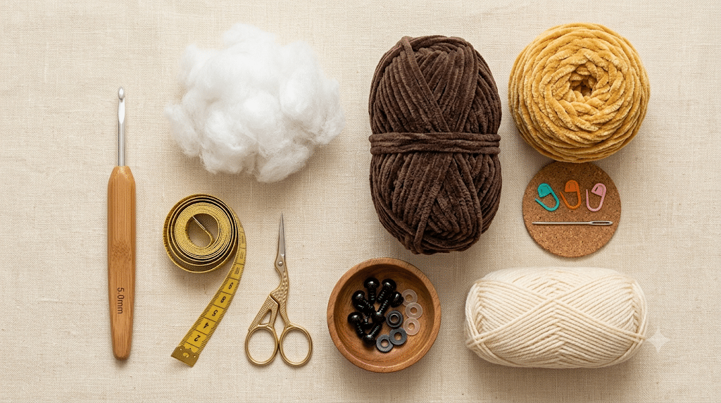 crochet lion yarn and crochet supplies